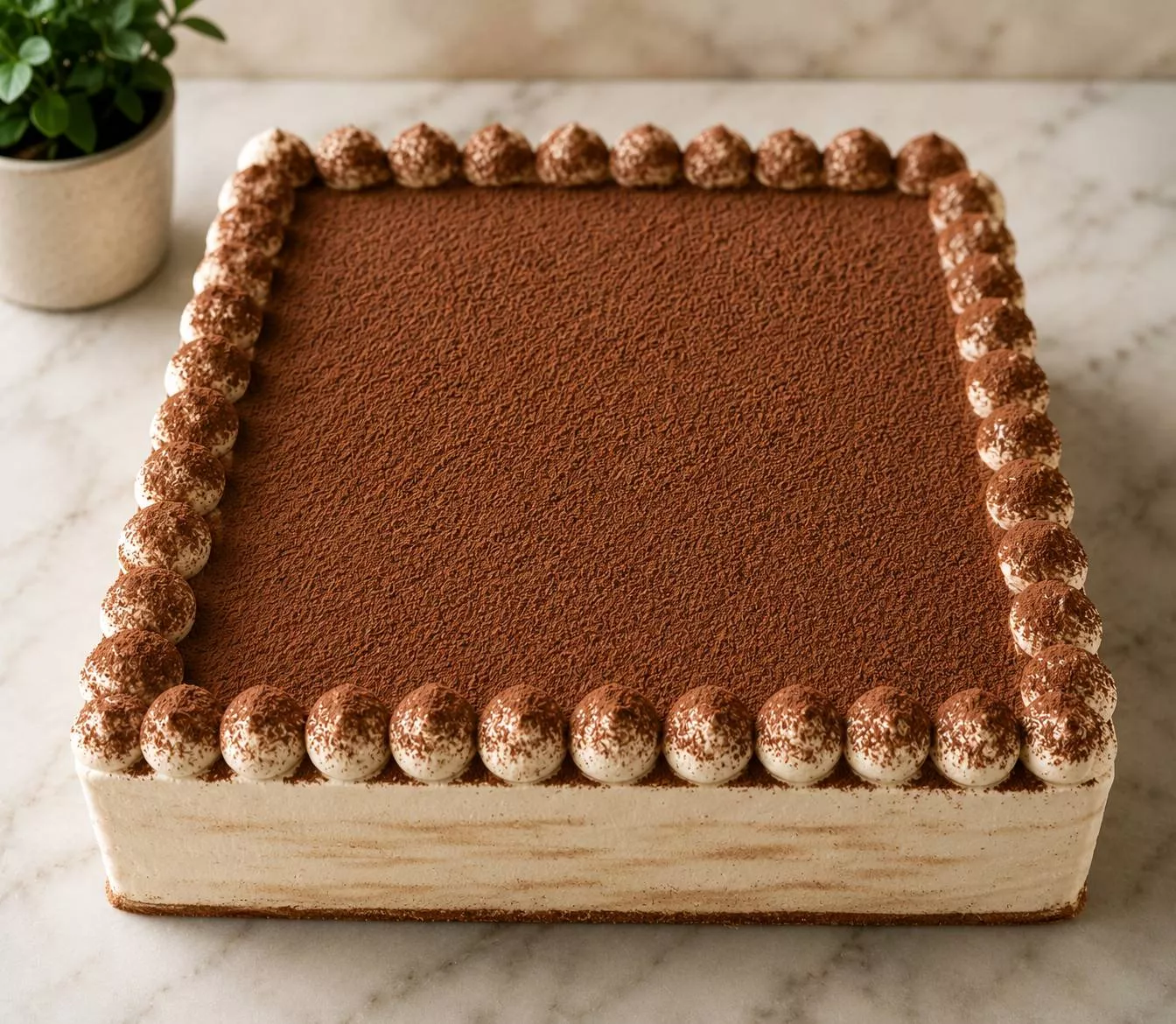 Classic tiramisu cake with creamy mascarpone in Bangalore, served on a decorative plate.
