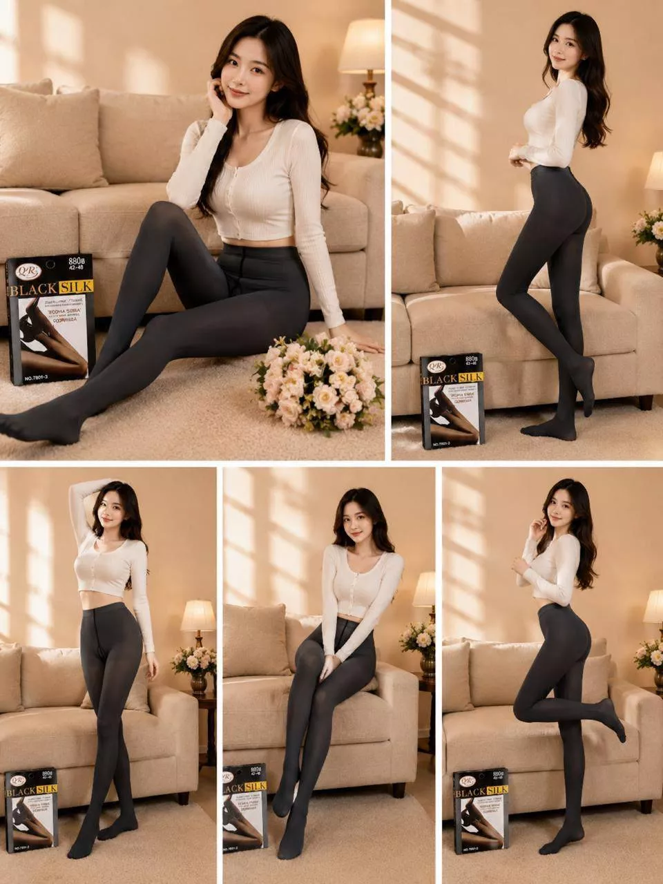 Smooth black silk opaque tights from Kritika Fashion Point in Kharar