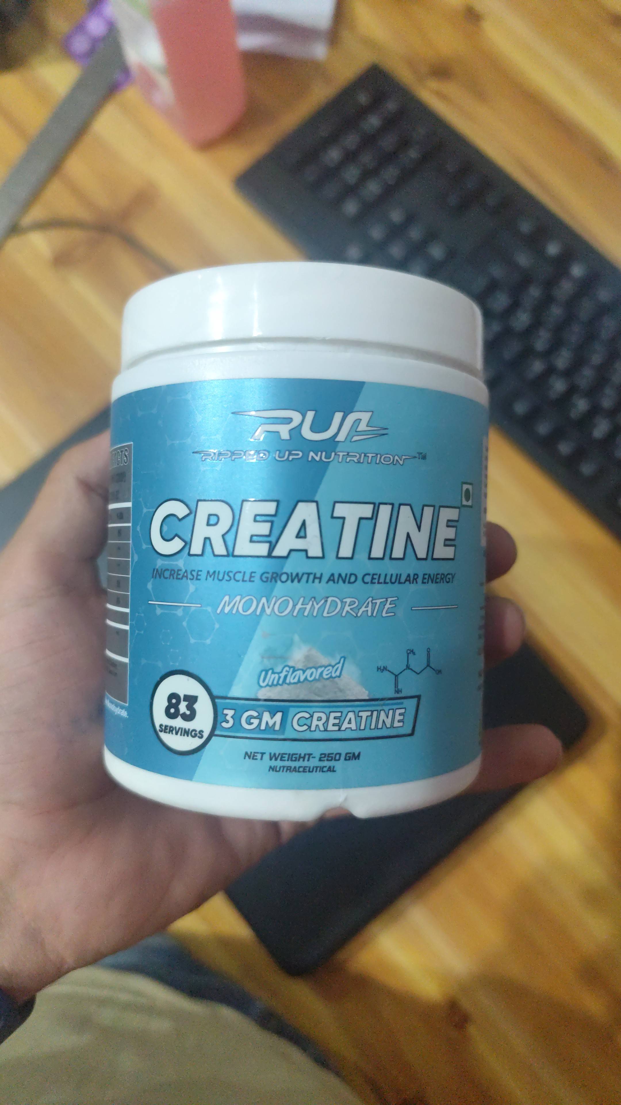 Ripped Up Nutrition Creatine Monohydrate supplement displayed in BANDIPORE, showcasing its packaging and branding.