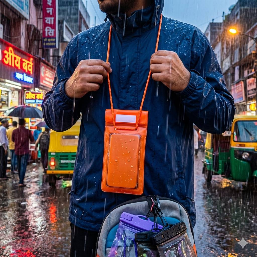 Waterproof Mobile Pouch designed to protect devices in Solapur, ideal for outdoor activities.