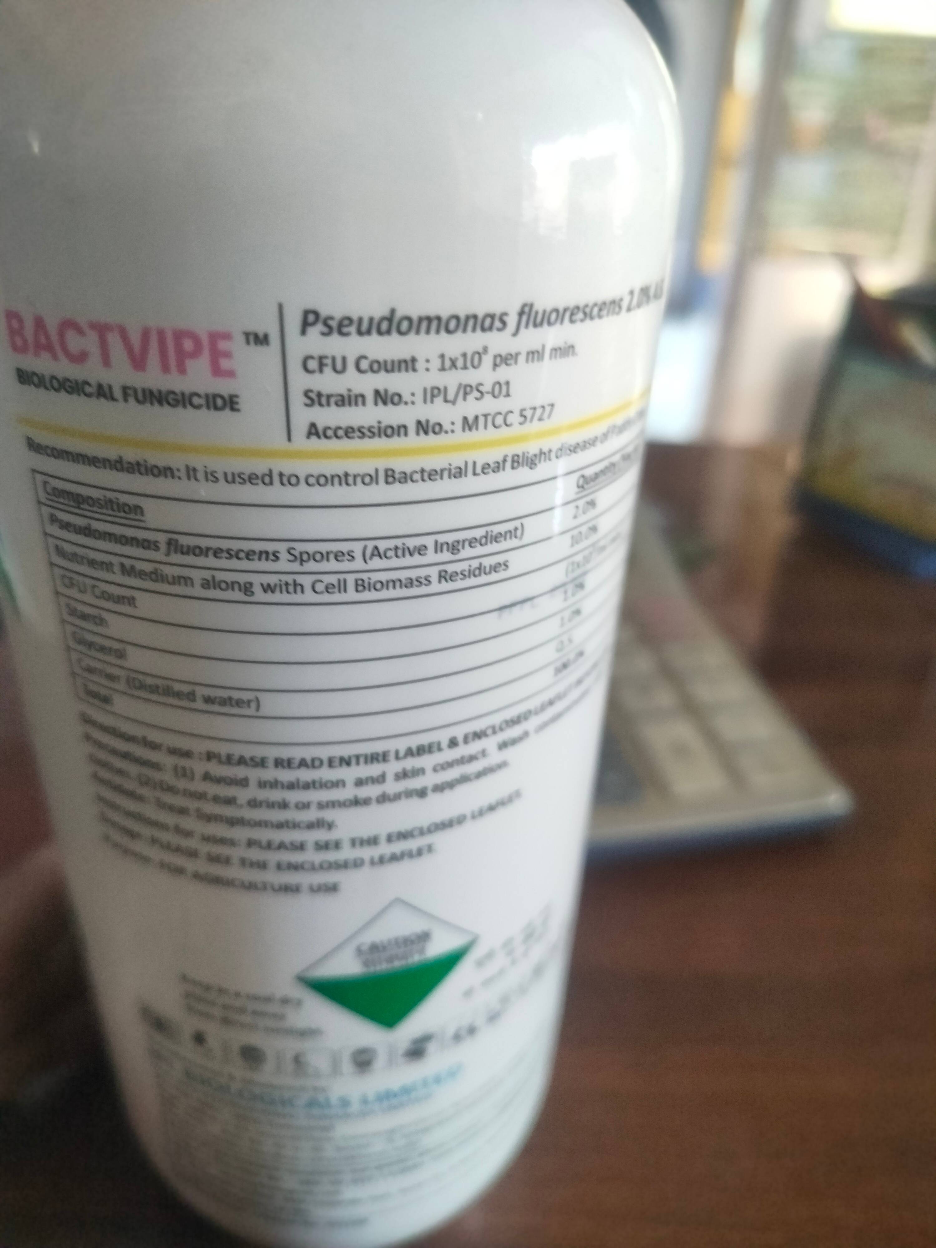 Bactvipe Biological Fungicide packaging displayed on a table in ISPUR