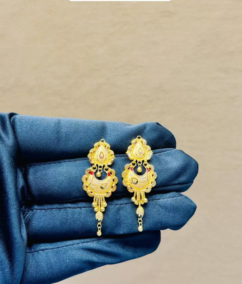 Stunning antique gold plated earrings with intricate design from GYANPUR
