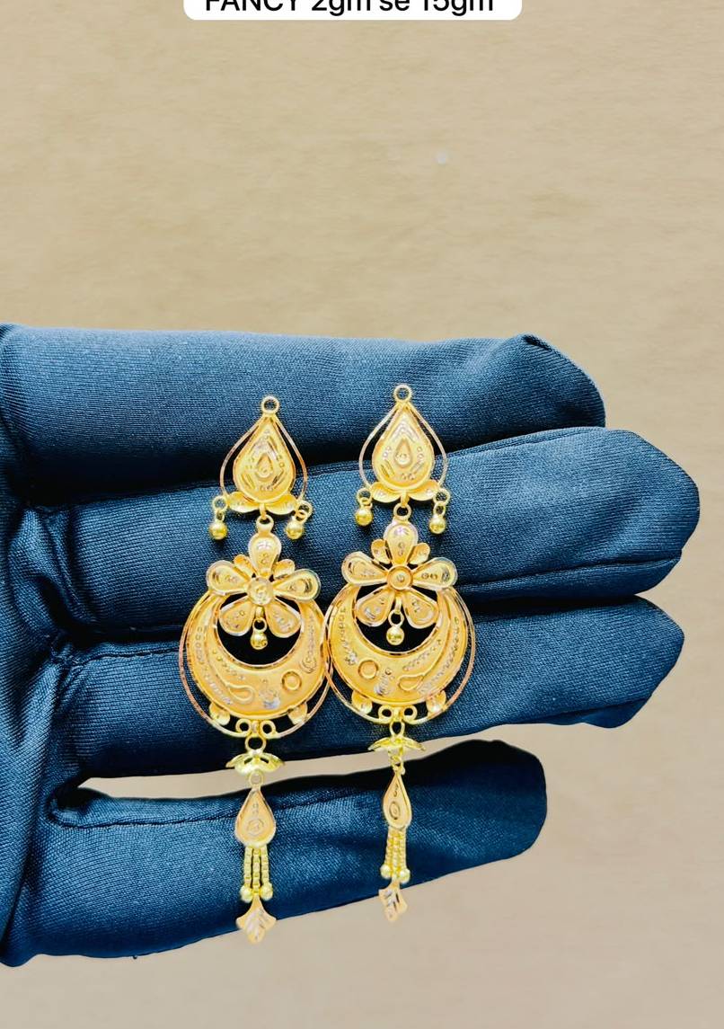 Stunning Elegant Gold Plated Drop Earrings designed intricately in Gyanpur