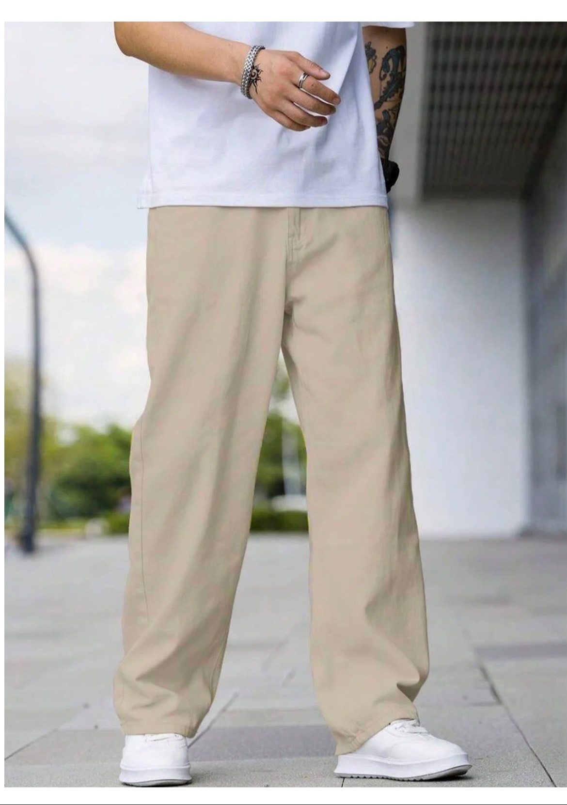 Stylish Men's Casual Beige Straight-Fit Trousers displayed in Imphal
