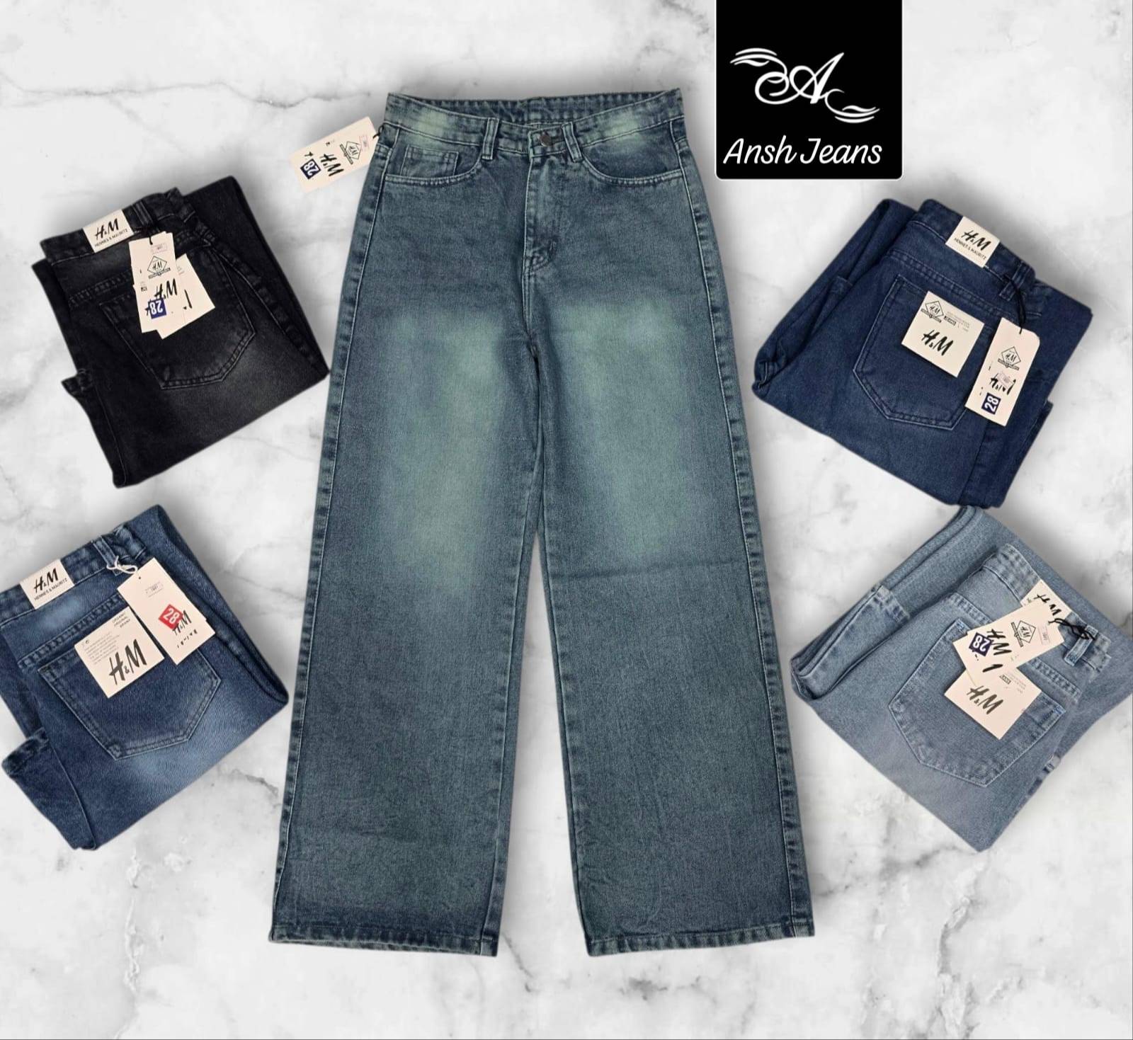 Trendy wide-leg Ansh Jeans displayed in Kharar, showcasing style and comfort.