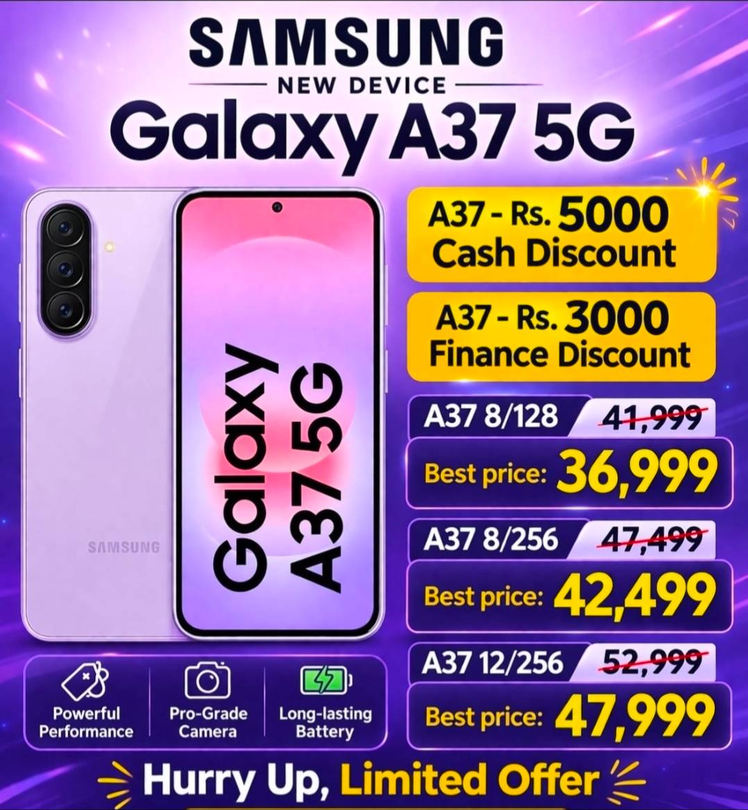 Jasmin mobile and Electronics - Samsung Galaxy A37 Mobile in Nadiad, Gujarat in NANDIAD