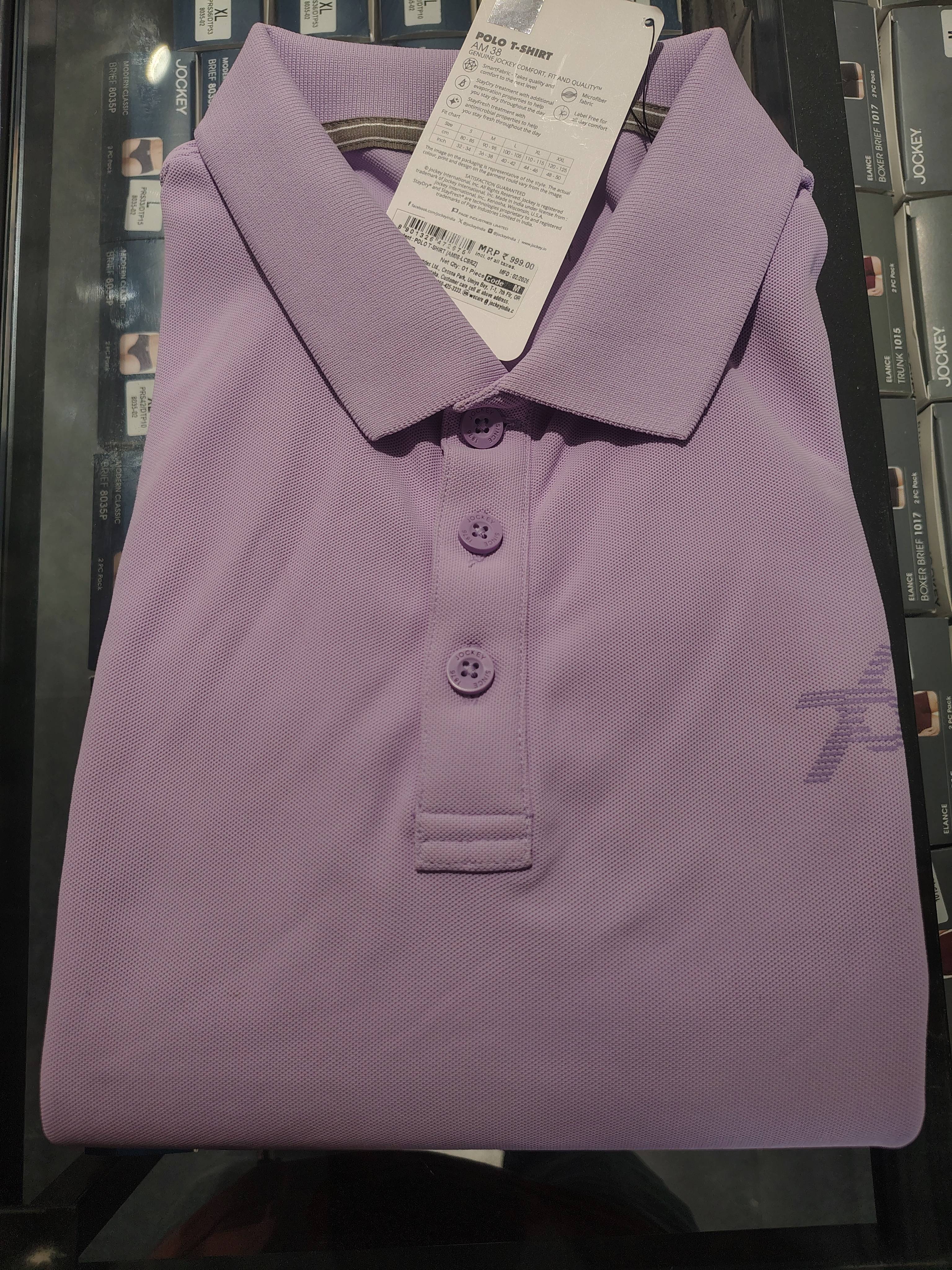Lavender Men's Polo T-Shirt displayed on a mannequin in Golaghat, showcasing comfort fit and style