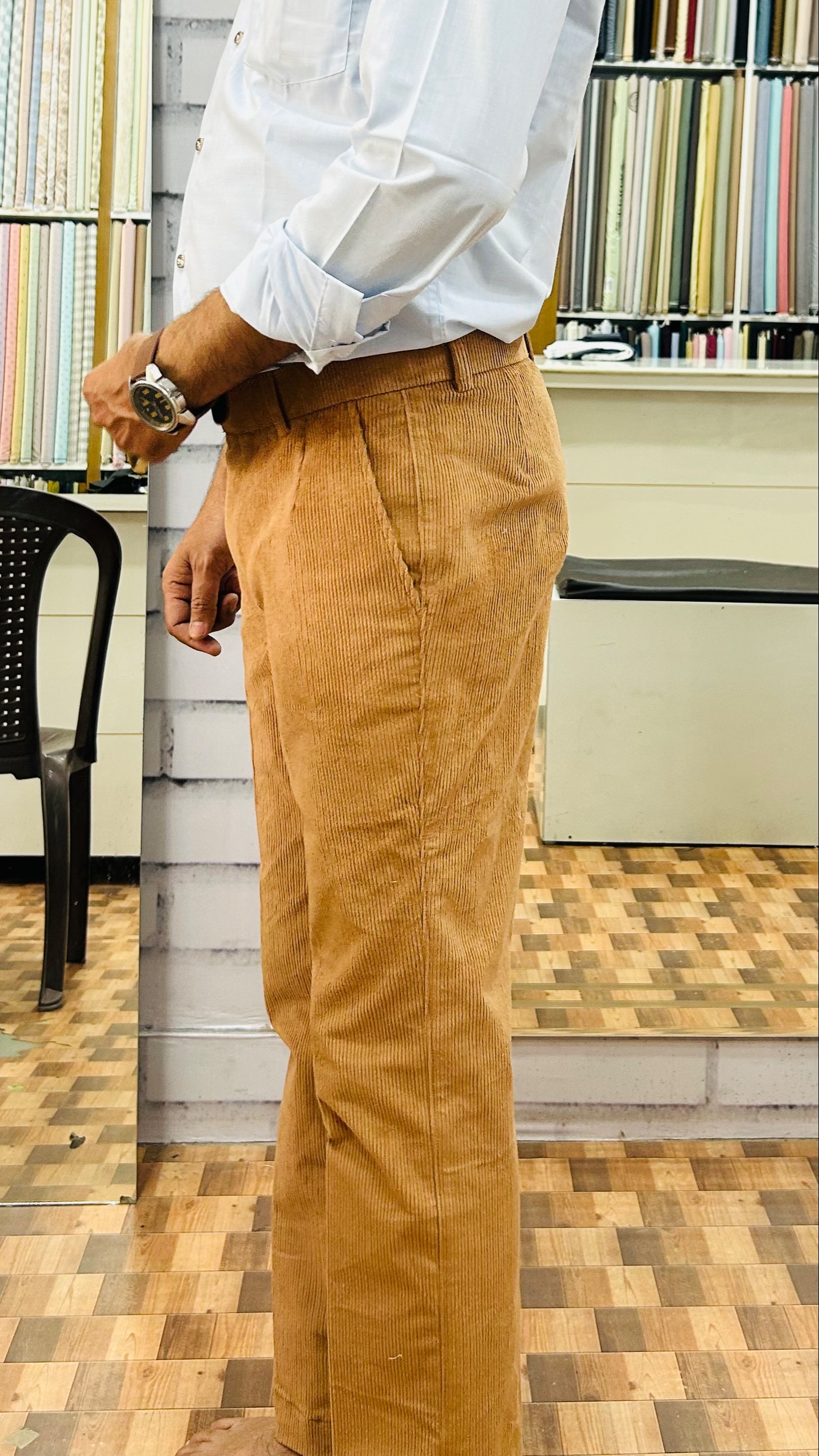 Stylish Men's Corduroy Trousers in HANUMANGARH, crafted from pure cotton for comfort.