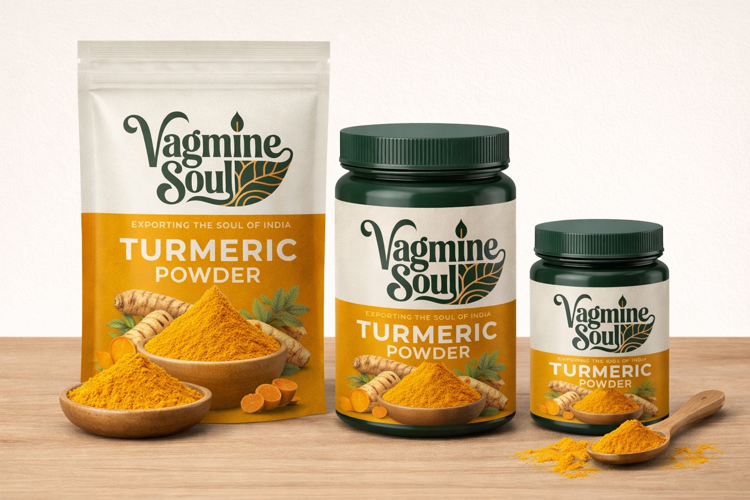 Premium Vagmïne Soul Turmeric Powder in vibrant yellow color, available in Delhi
