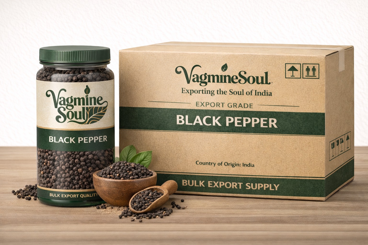 High-quality whole black peppercorns available at VAGMINE SOUL in New Delhi