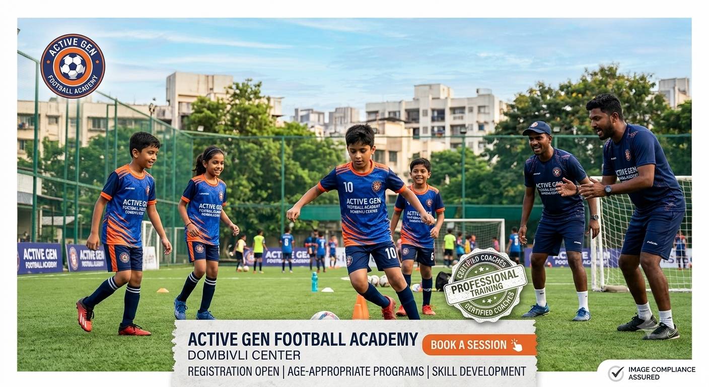 Active Gen Football Academy training session in Mumbai featuring youth players sharpening their skills