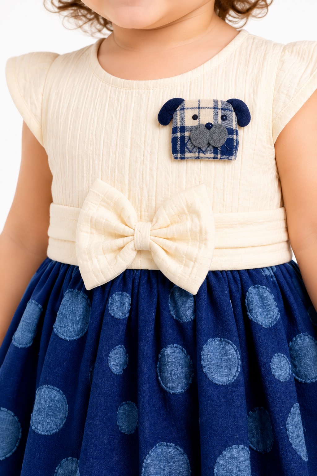Trendy navy blue polka dot party dress for babies in Chandurbazar - Image 1