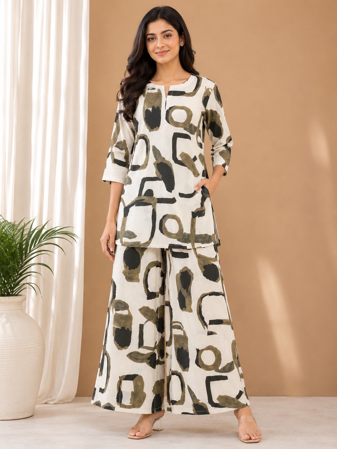 Stylish Abstract Print Co-ord Set showcasing vibrant patterns in Surat