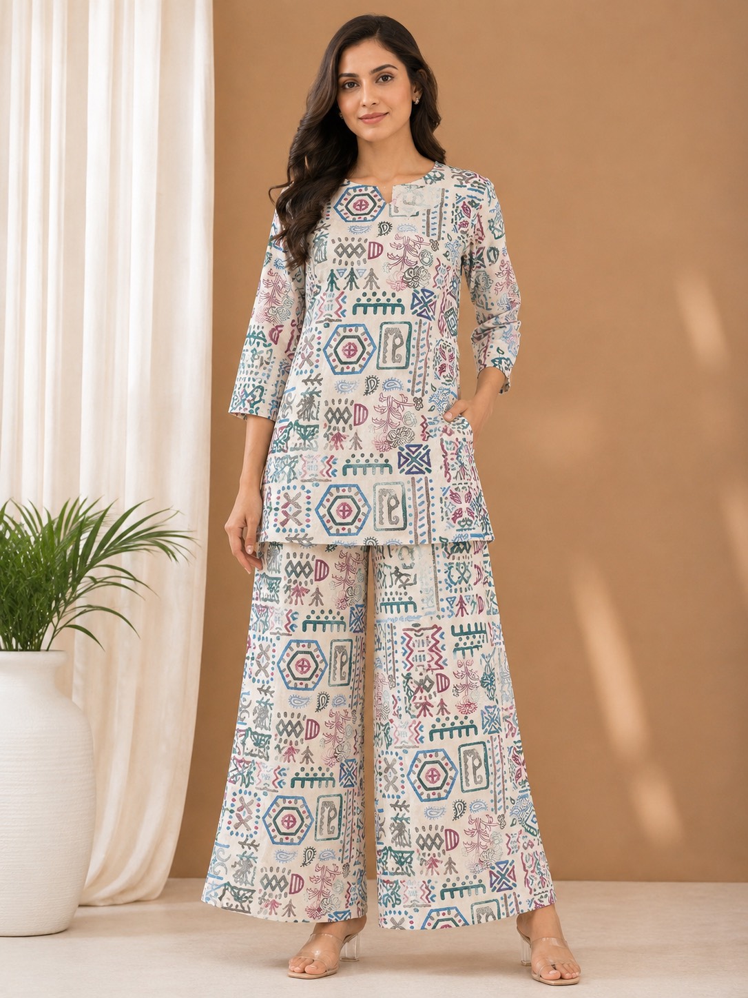 Ethnic Cotton Kurta Set with unique prints displayed in Surat