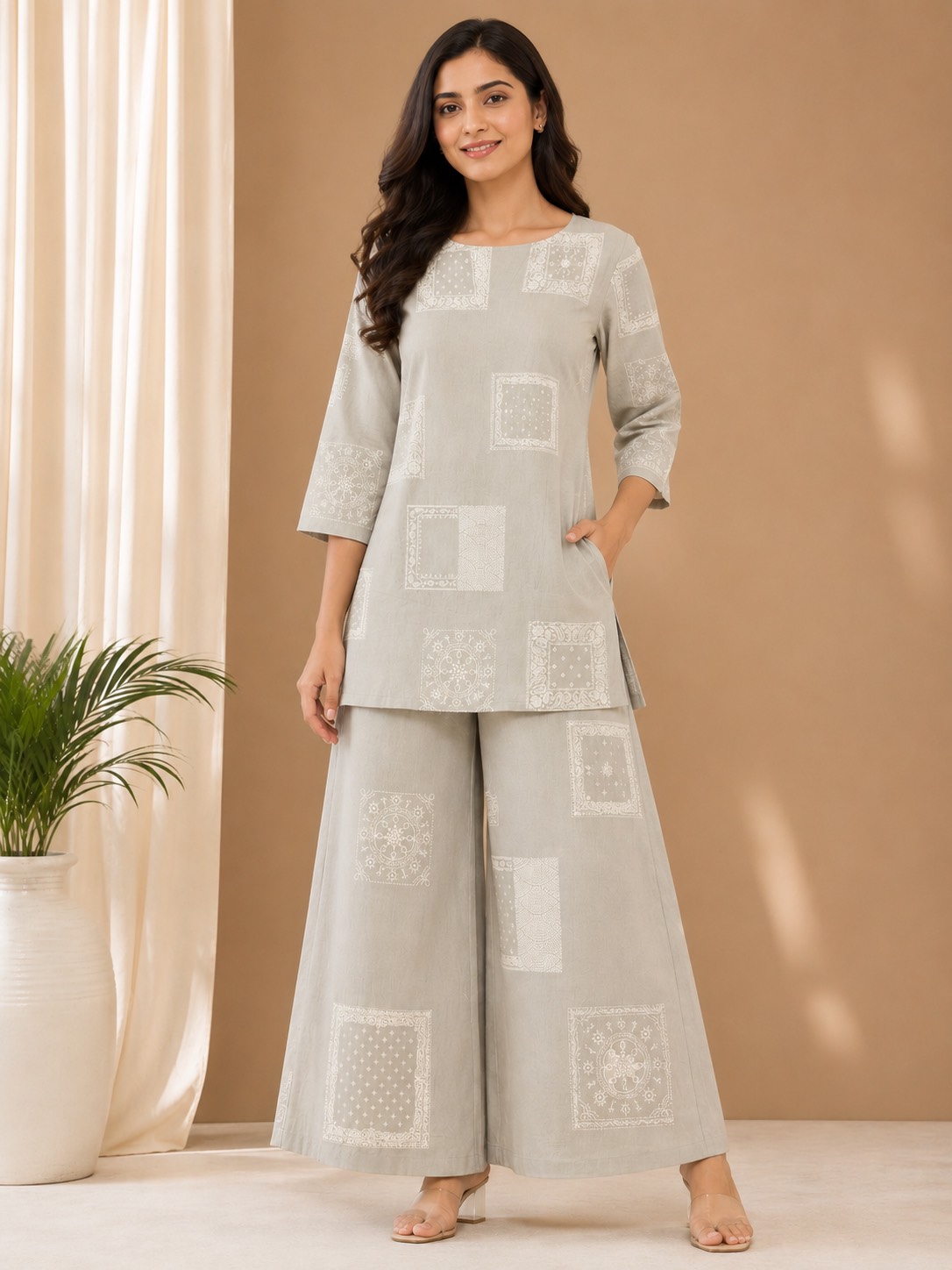 Block Print Kurta and Palazzo Set displayed in Surat, showcasing intricate designs and elegant style.