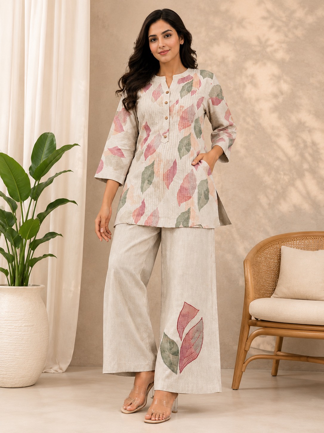 Elegant Floral Kurta Set with palazzo pants in Surat