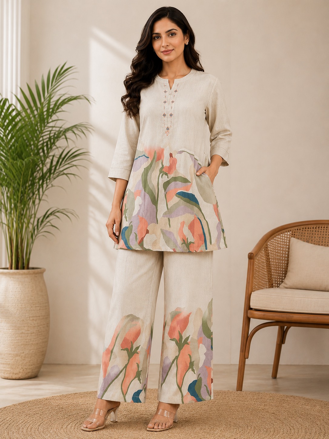 Elegant Floral Kurti Set showcasing vibrant prints in Surat