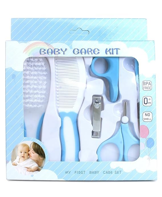New Born Baby Grooming Kit Best Infant Manicure & Care Essentials Combo Set of Hair Brush & Comb, Nail Clipper and Scissor - Baby Shower's-https://media.vyaparify.com/vcards/products/95807/51No9Vu691L.jpg Image