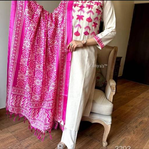 cotton kurta pant and khadi silk Dupatta set from Vc RIDDHI FASHION BRAHMANIYAPARA  Trasiya Road Near  Govindbaug Vegitable Market Pedak Road LANDMARK Govindbaug Vegitable Market