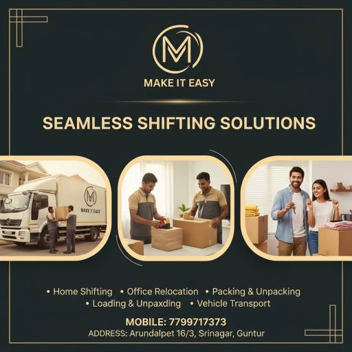 Relocation Services in Guntur | Efficient House Shifting | MAKE IT EASY | DOOR NO 6 15 87  ARUNDELPET 44 MC  DIVISION VILLAGE GUNTUR 522002LANDMARK Opp Sai Baba Temple